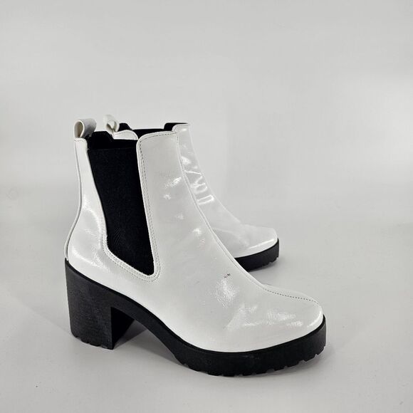 White 6 disco boots y2k 90s heel booties chunk - Picture 1 of 5